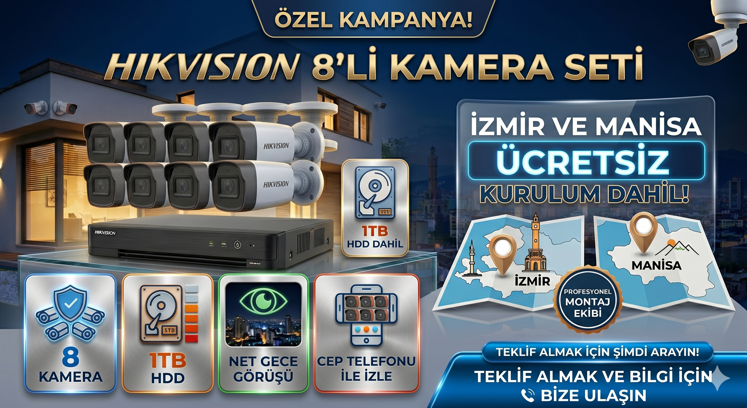 HİKVİSİON 8'Lİ KAMERA SETİ