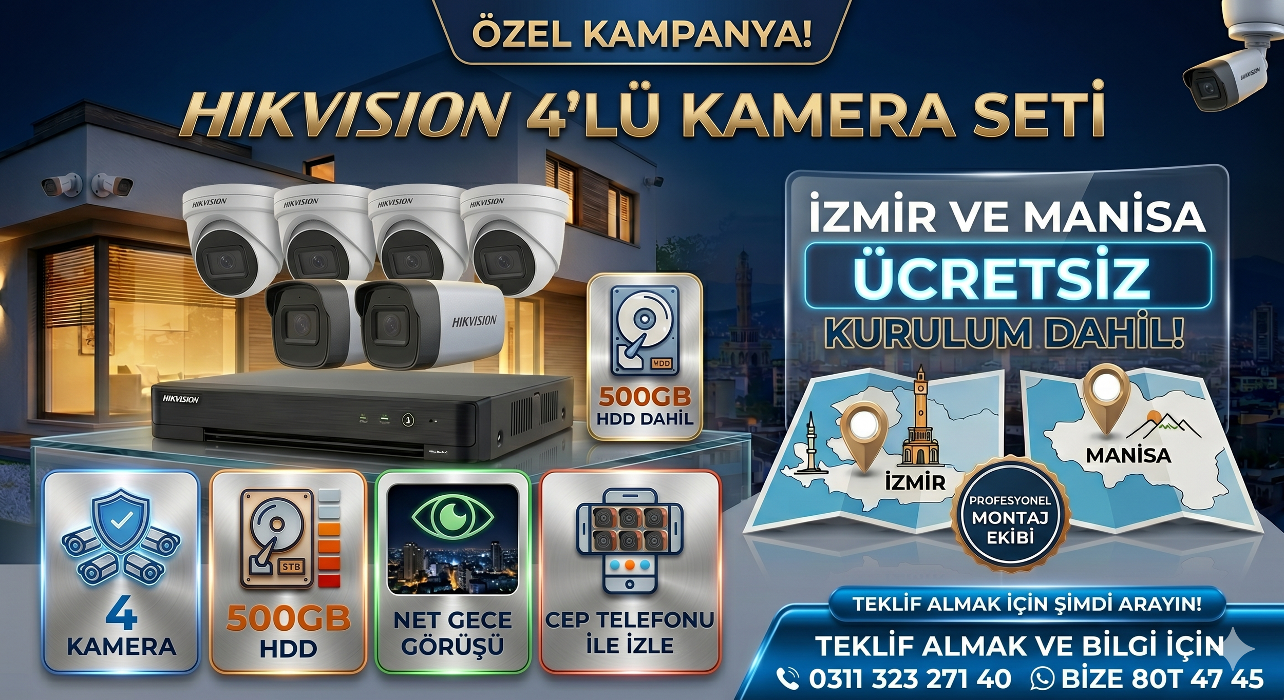 HİKVİSİON 4'LÜ KAMERA SİSTEMİ