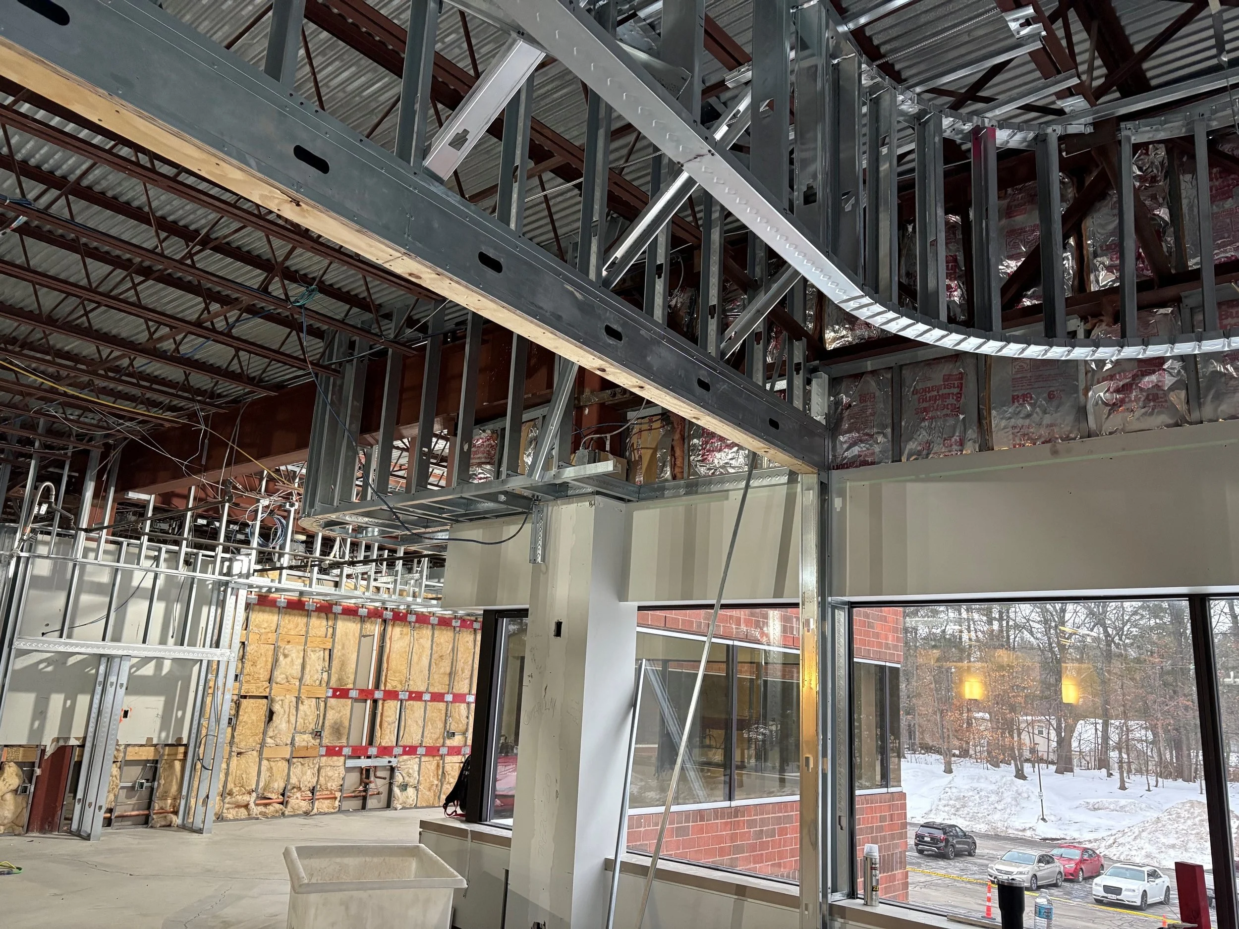 interior light gauge box header framing.