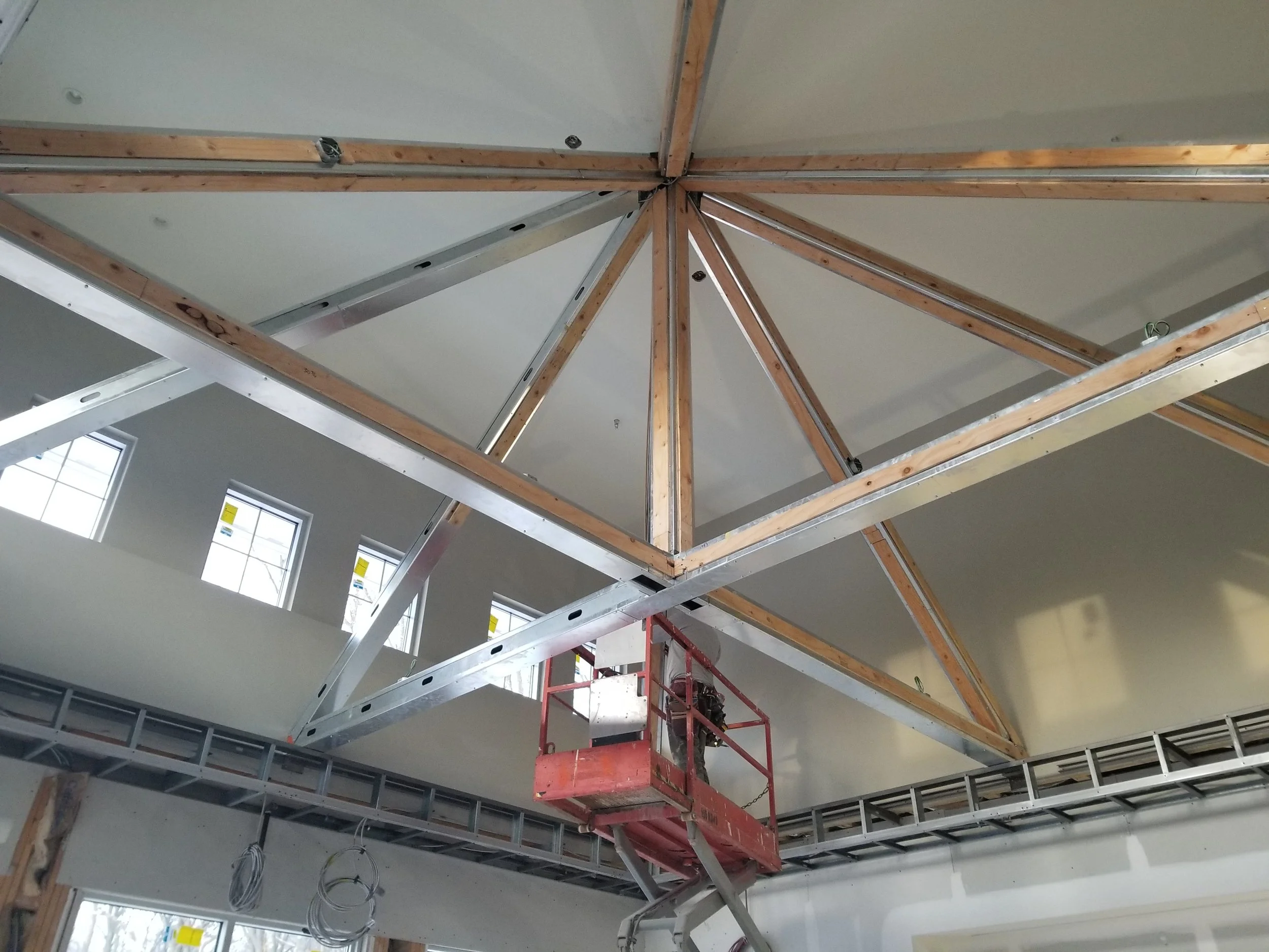 Light gauge metal framing with 2x4 wood.