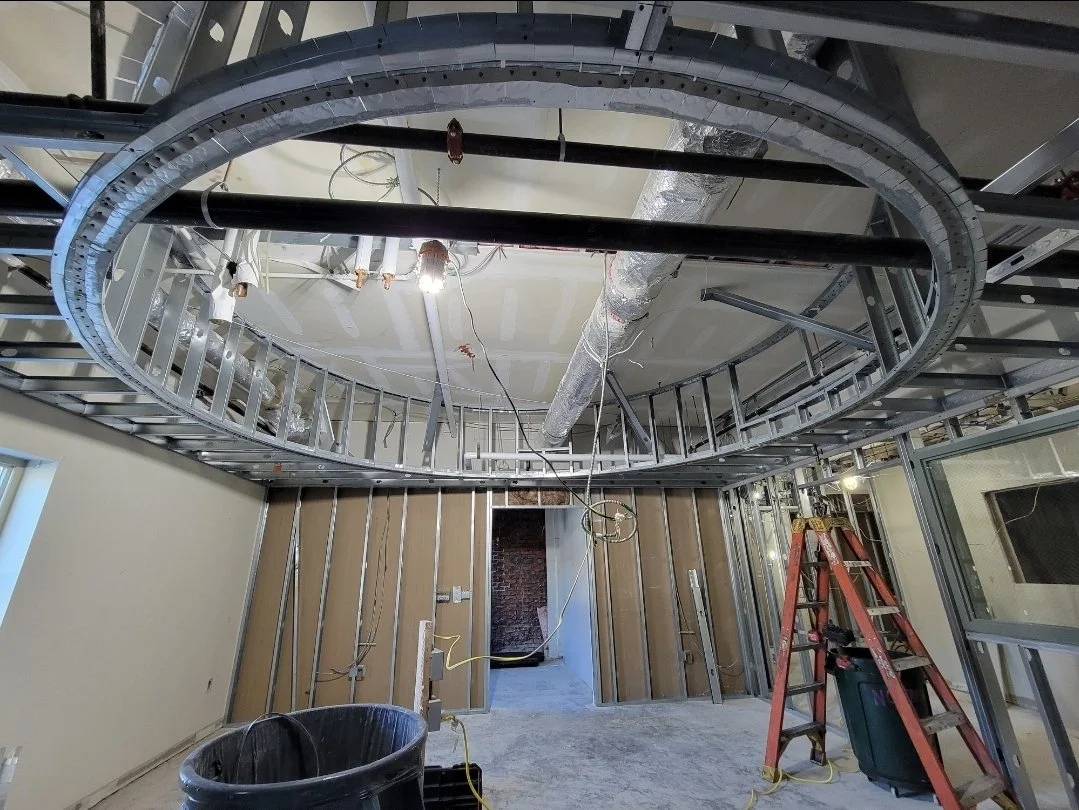 Radius soffit framing.