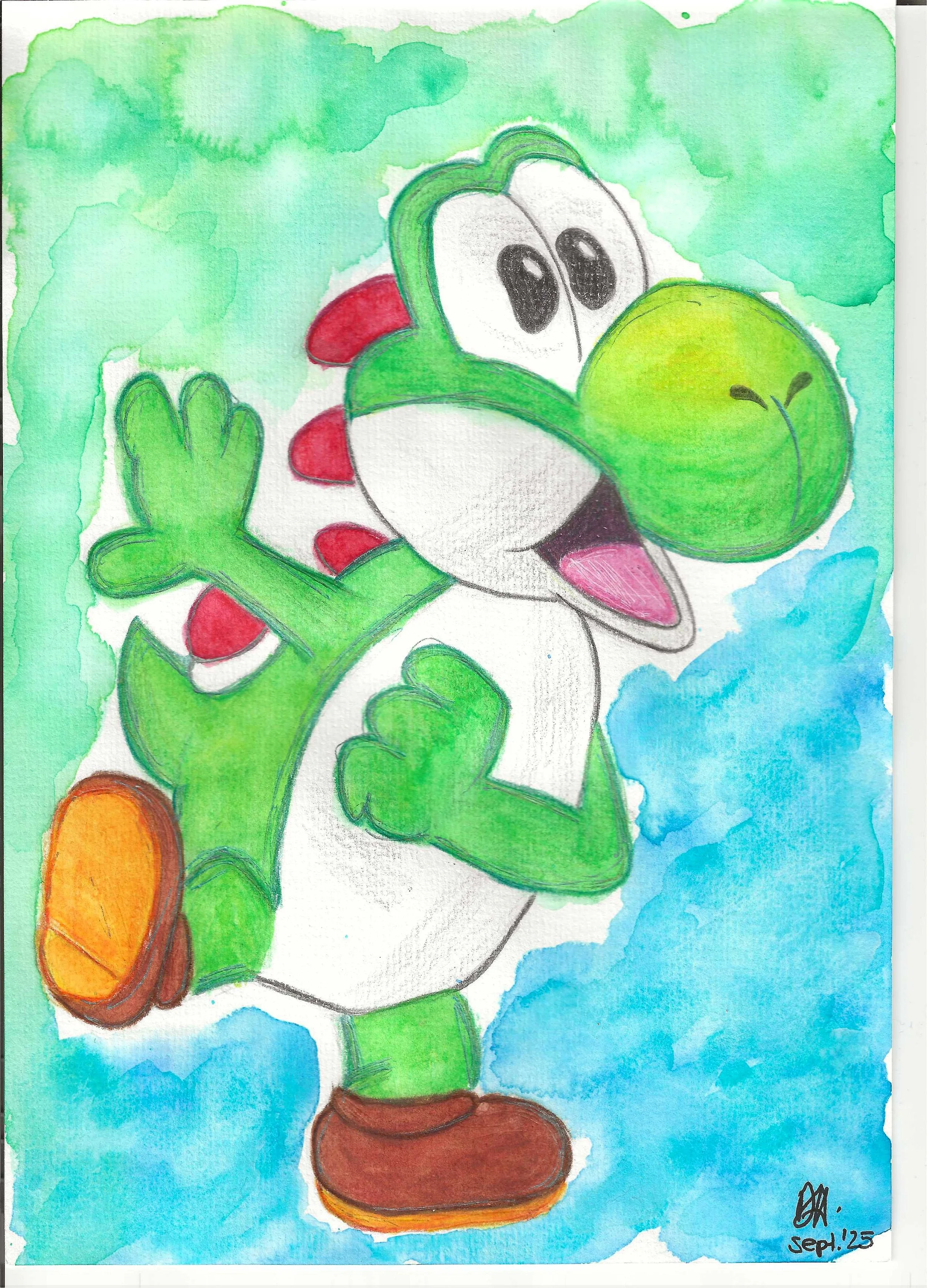 Auftragsarbeit, Aquarell und Aquarellbasierte Farbstifte auf Papier A4