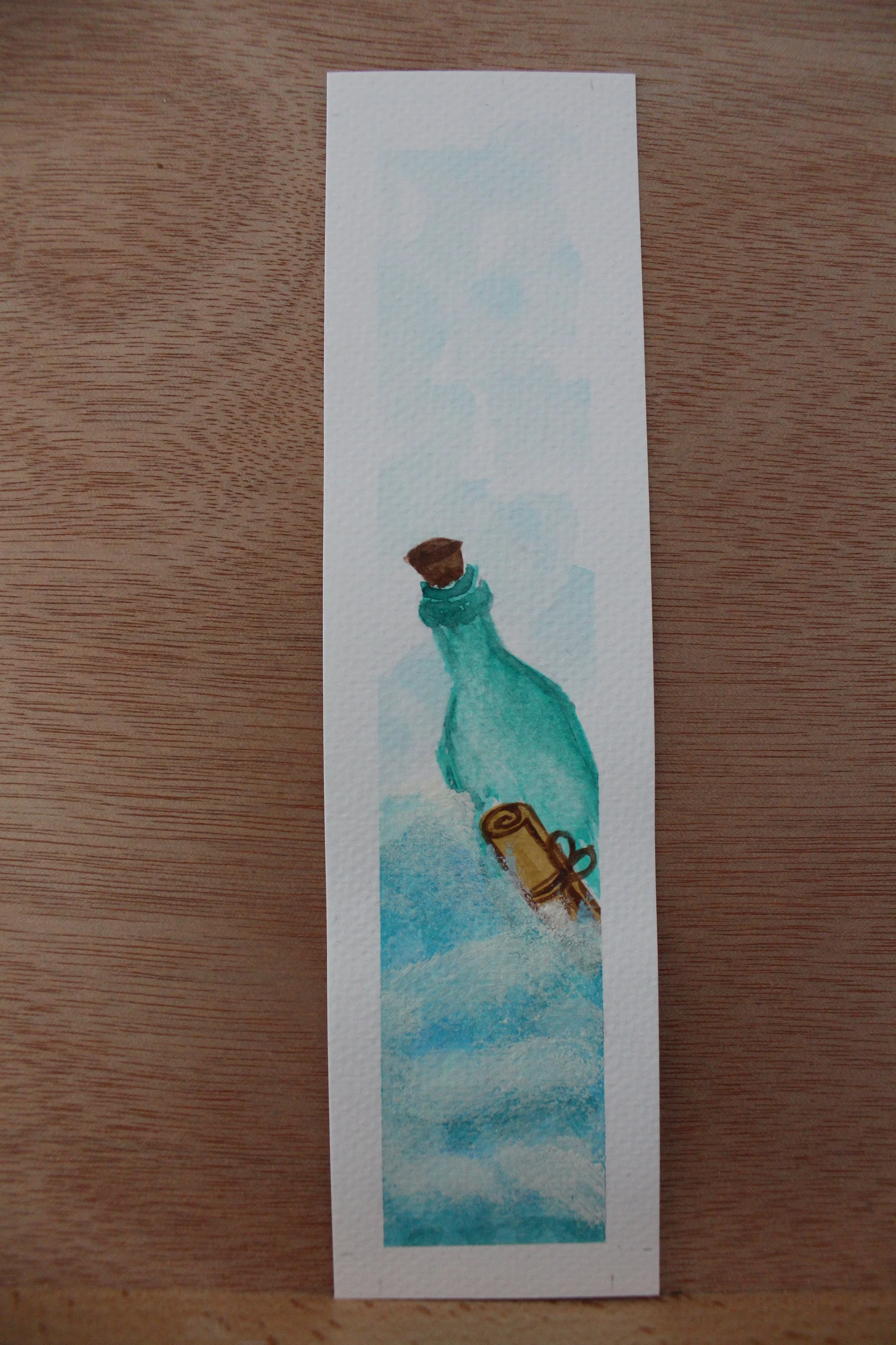 Buchzeichen Flaschenpost im Meer