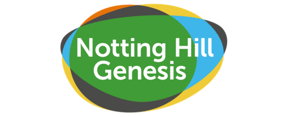 Colorful cartoon-style logo with the text 'Noting Hub Gensis' inside a green oval, surrounded by overlapping ovals of different colors.