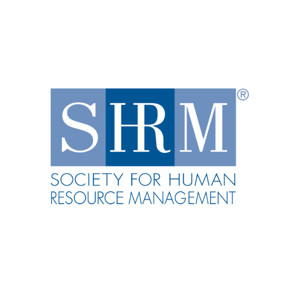 Logo of the Society for Human Resource Management (SHRM) with blue and white text.