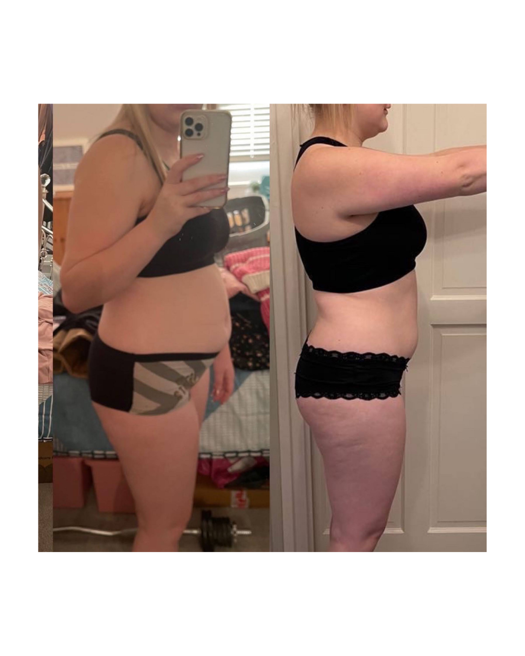 Woman before and after weight loss using the yes method