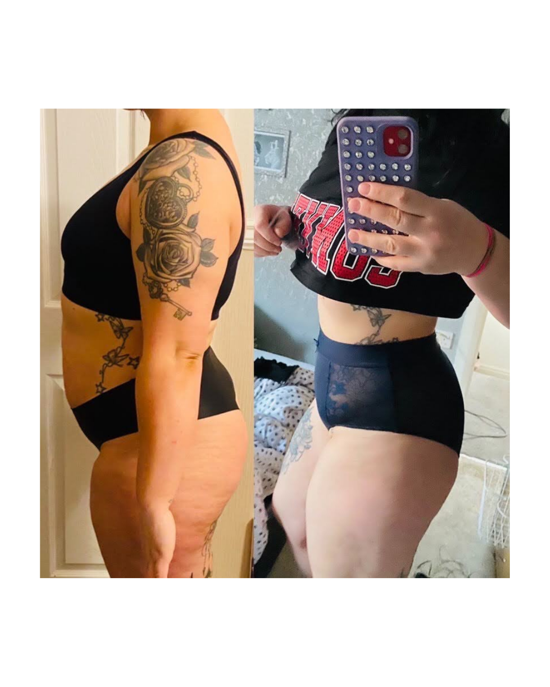 Woman before and after weight loss using the yes method