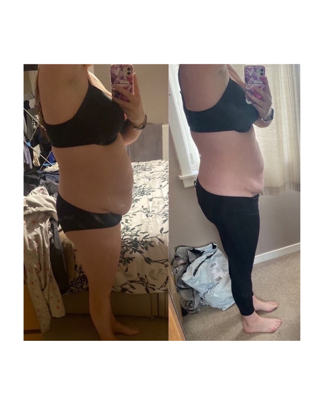 Woman before and after weight loss using the yes method