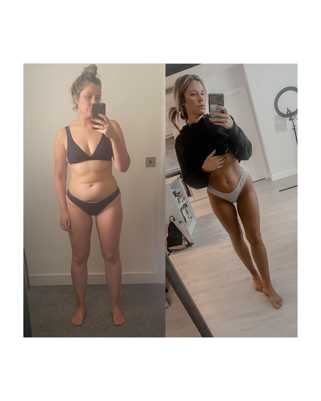 Woman before and after weight loss using the yes method