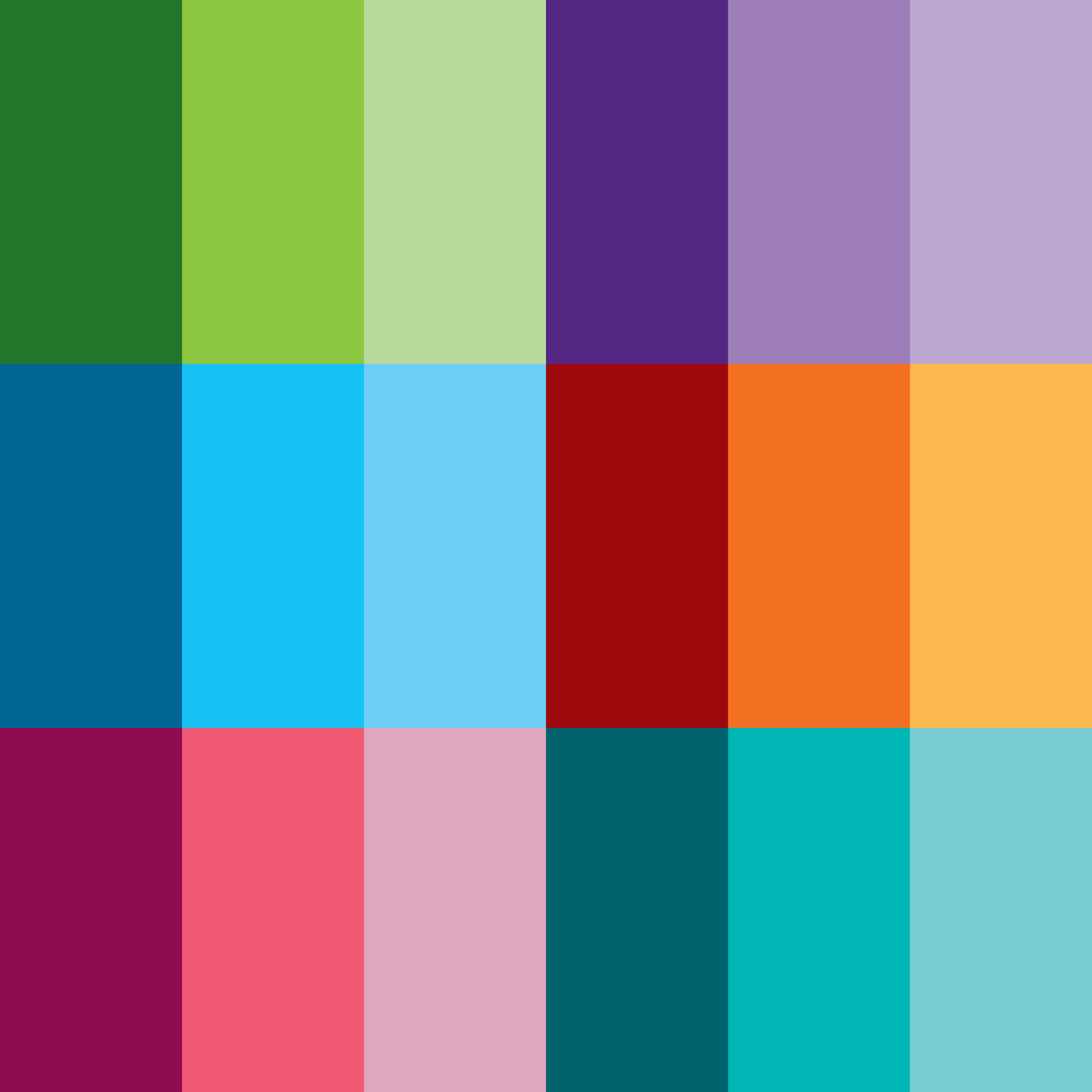 Each colour space/section has two relative tones for flexibility.
