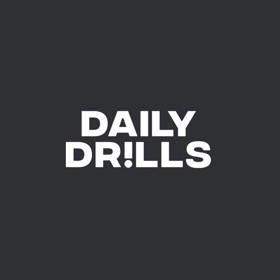 Text stating 'DAILY DR!LLS' on a dark background.