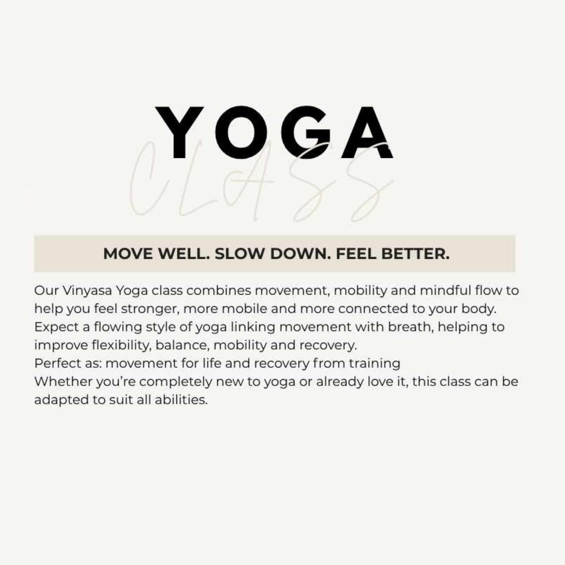 Tile saying yoga class