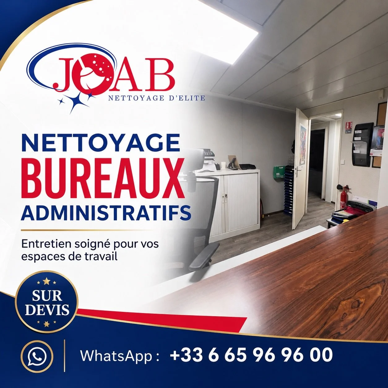 L&rsquo;excellence se cache dans les d&eacute;tails. 🏢📁
Pour vos bureaux administratifs, nous assurons un entretien soign&eacute;, discret et d&rsquo;une grande efficacit&eacute;. Un environnement ordonn&eacute; et immacul&eacute; refl&egrave;te le