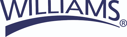 WILLIAMS logo in navy blue lettering with a curved underline.