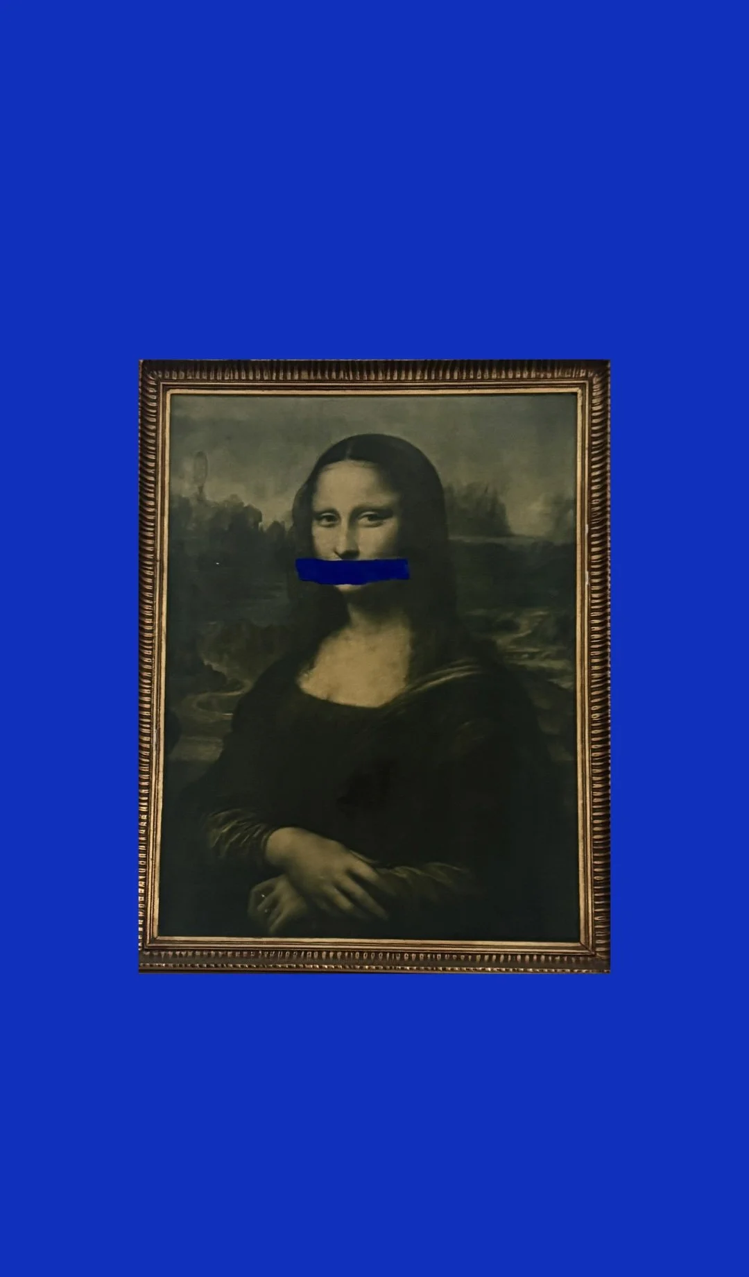 Mona Lisa intervened painting by Portuguese Multi Media Artist Rita Correia de Sá