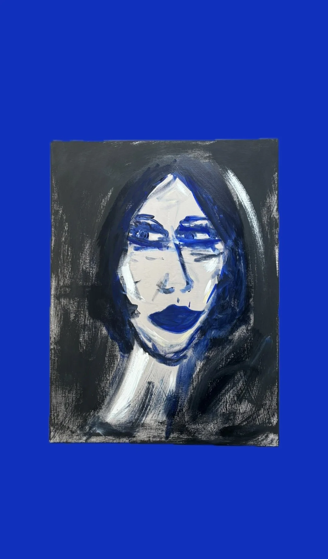 So Blue Abstract Portrait by Portuguese Multi Media Artist Rita Correia de Sá