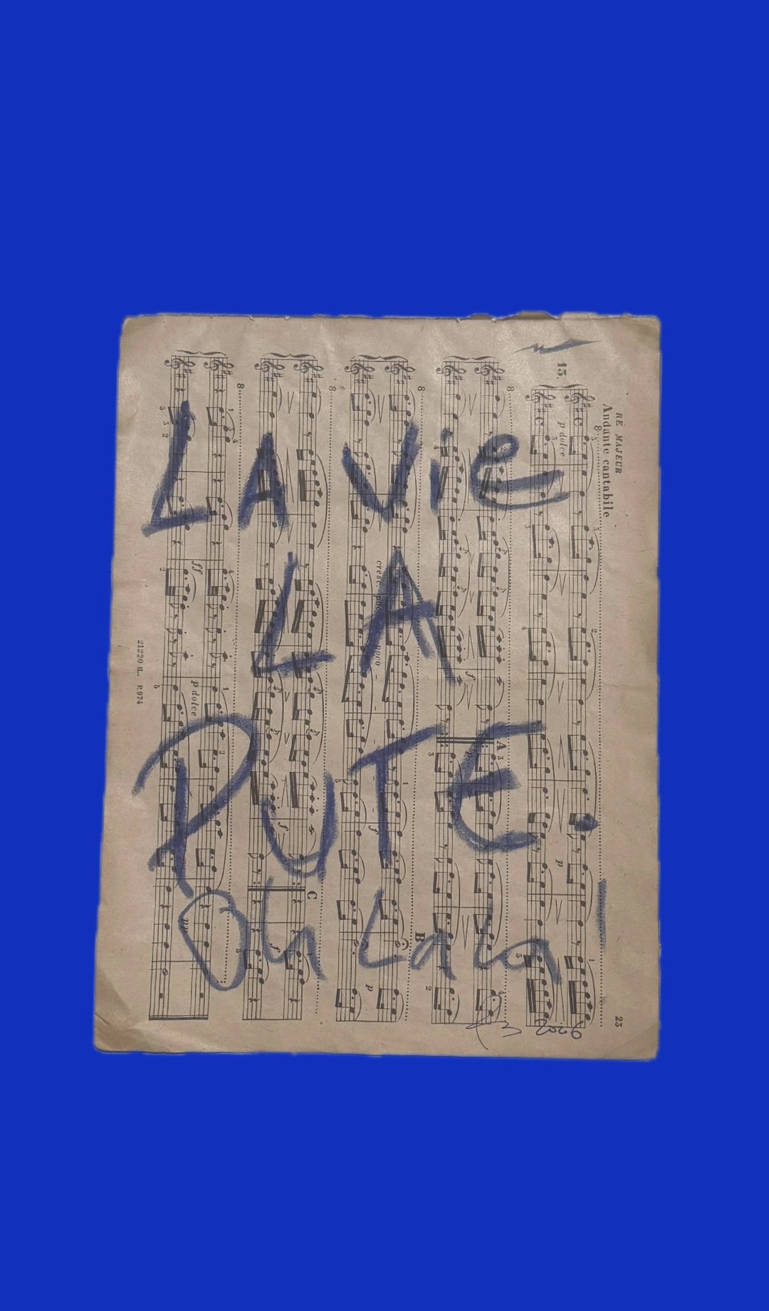 La Vie La Pute Interviened Music  Sheet Sketches by Abstract Multi Media Portuguese Artist Rita Correia de Sá 2