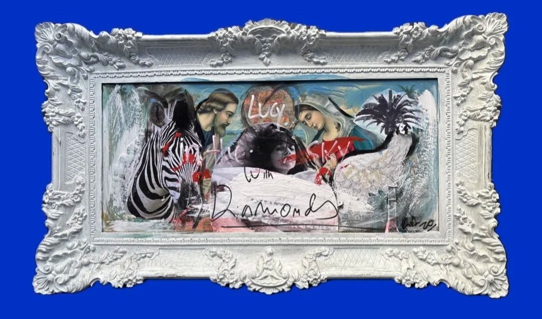 Lucy in the Sky with Diamonds Framed Collage by Rita Correia de Sá