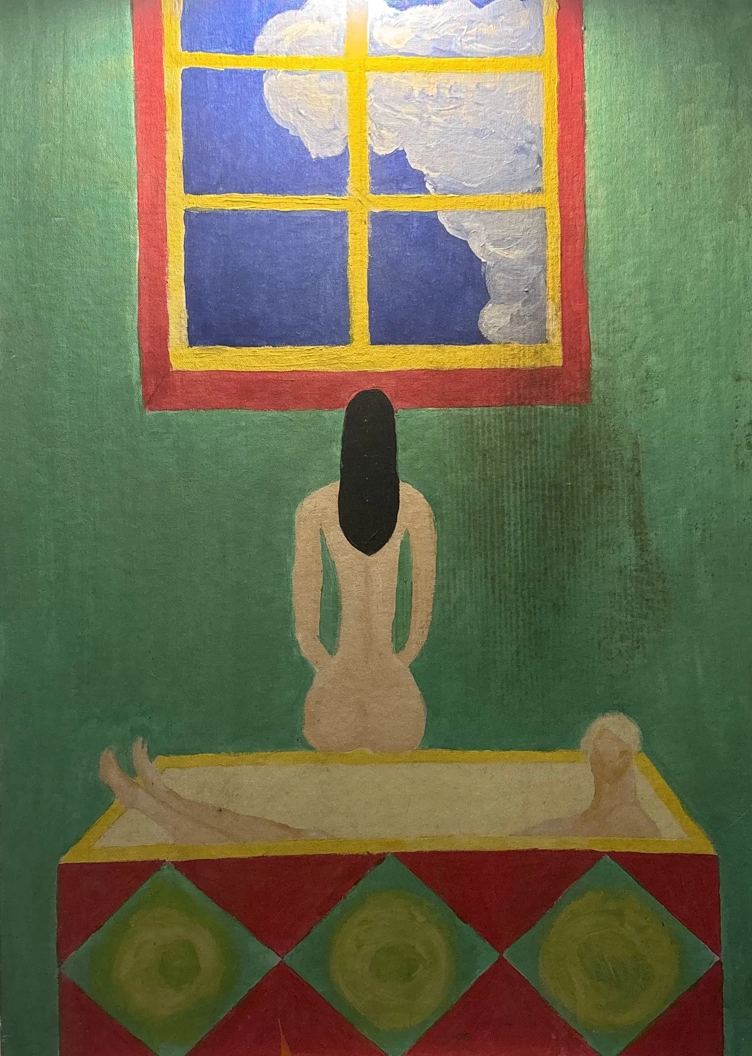 Janelas Verdes Abstract Painting by Multi Media Portuguese Artist Rita Correia de Sá