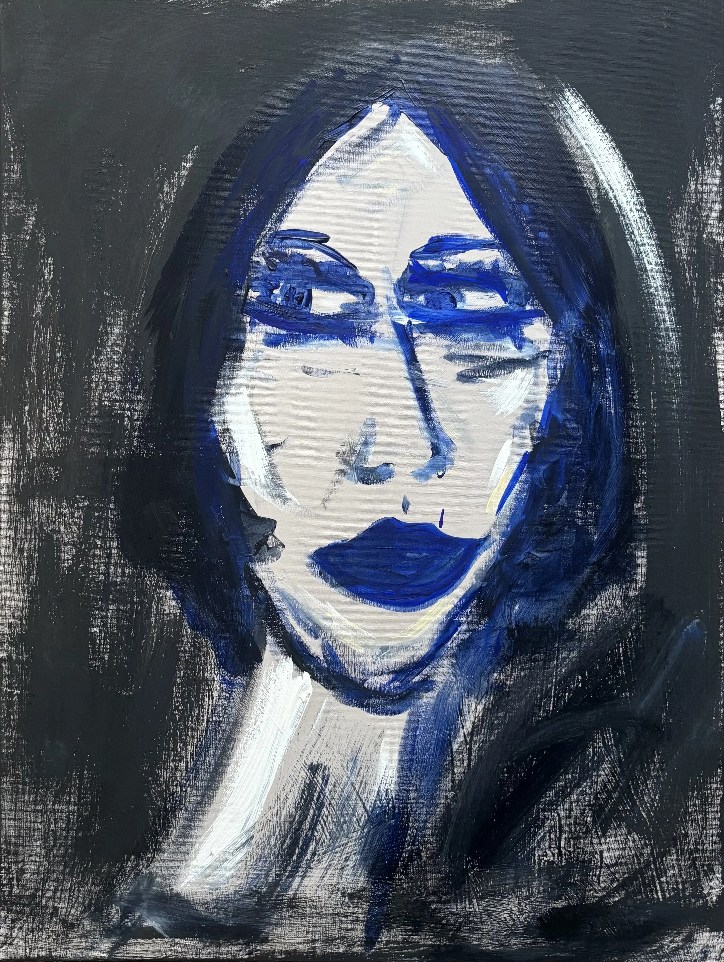 So Blue Abstract Portrait by Portuguese Multi Media Artist Rita Correia de Sá
