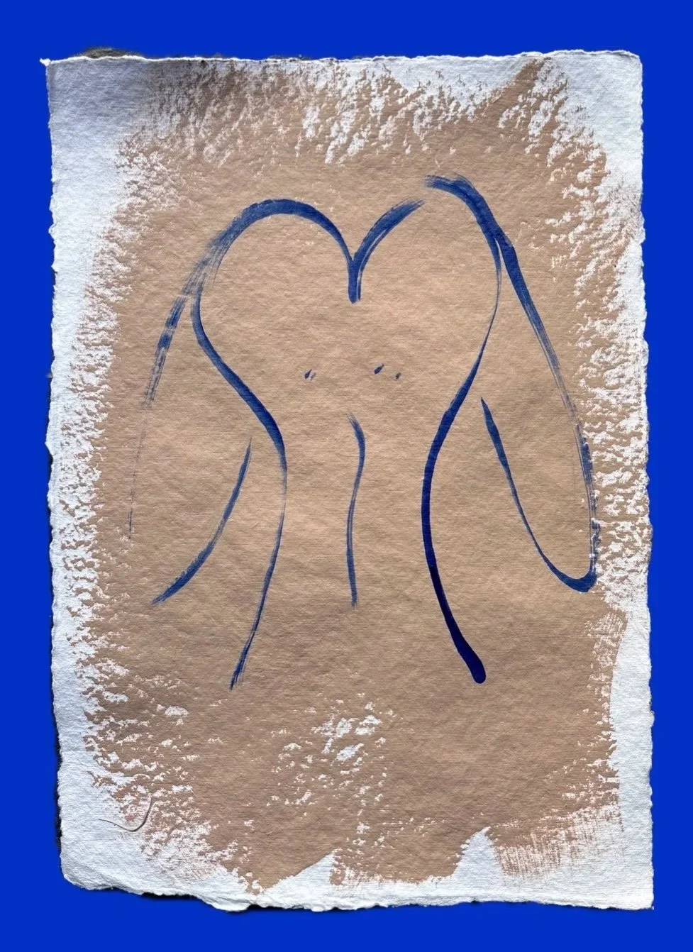 Her Sketch 6 Watercolour Paper Sketch by Portuguese Artist Rita Correia de Sá sand and blue woman