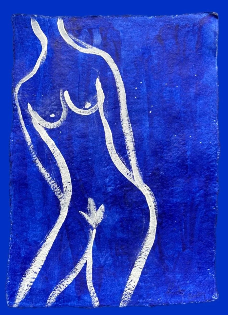 Her Sketches 3 by Portuguese Artist Rita Correia de Sá in Blue Water Colour 300g paper