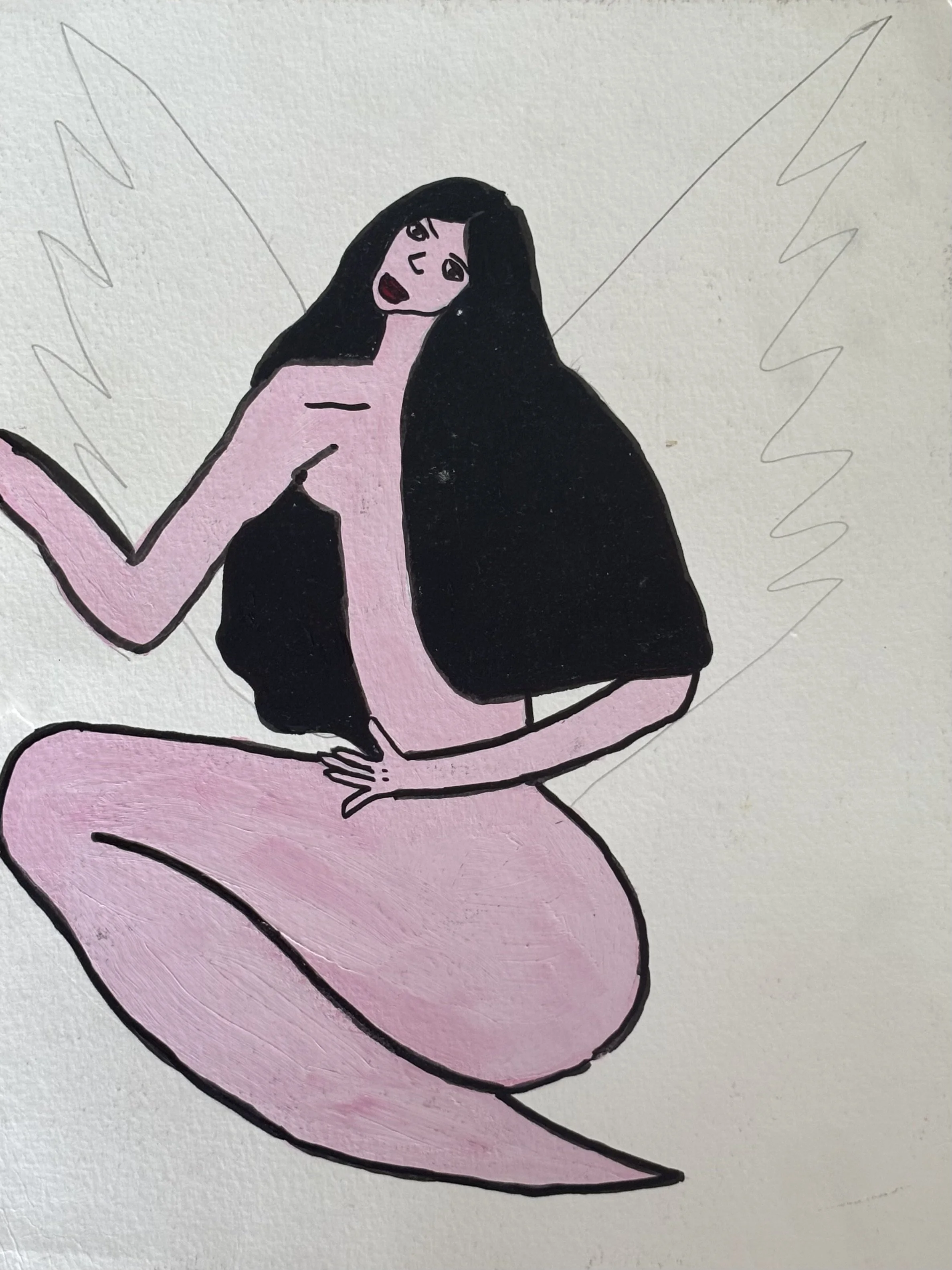 The Wings Sketch in Watercolour paper by Portuguese Multi Media Artist Rita Correia de Sá
