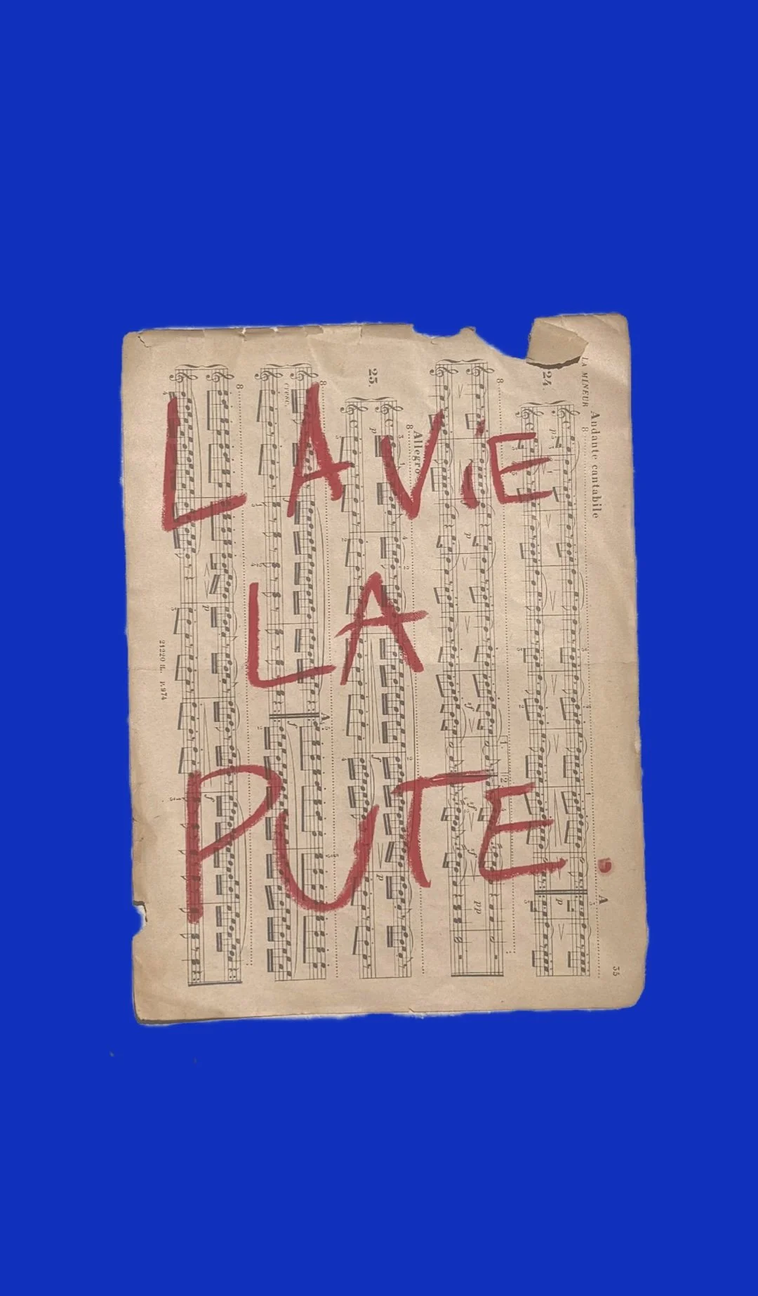 La Vie La Pute Interviened Music  Sheet Sketches by Abstract Multi Media Portuguese Artist Rita Correia de Sá 6