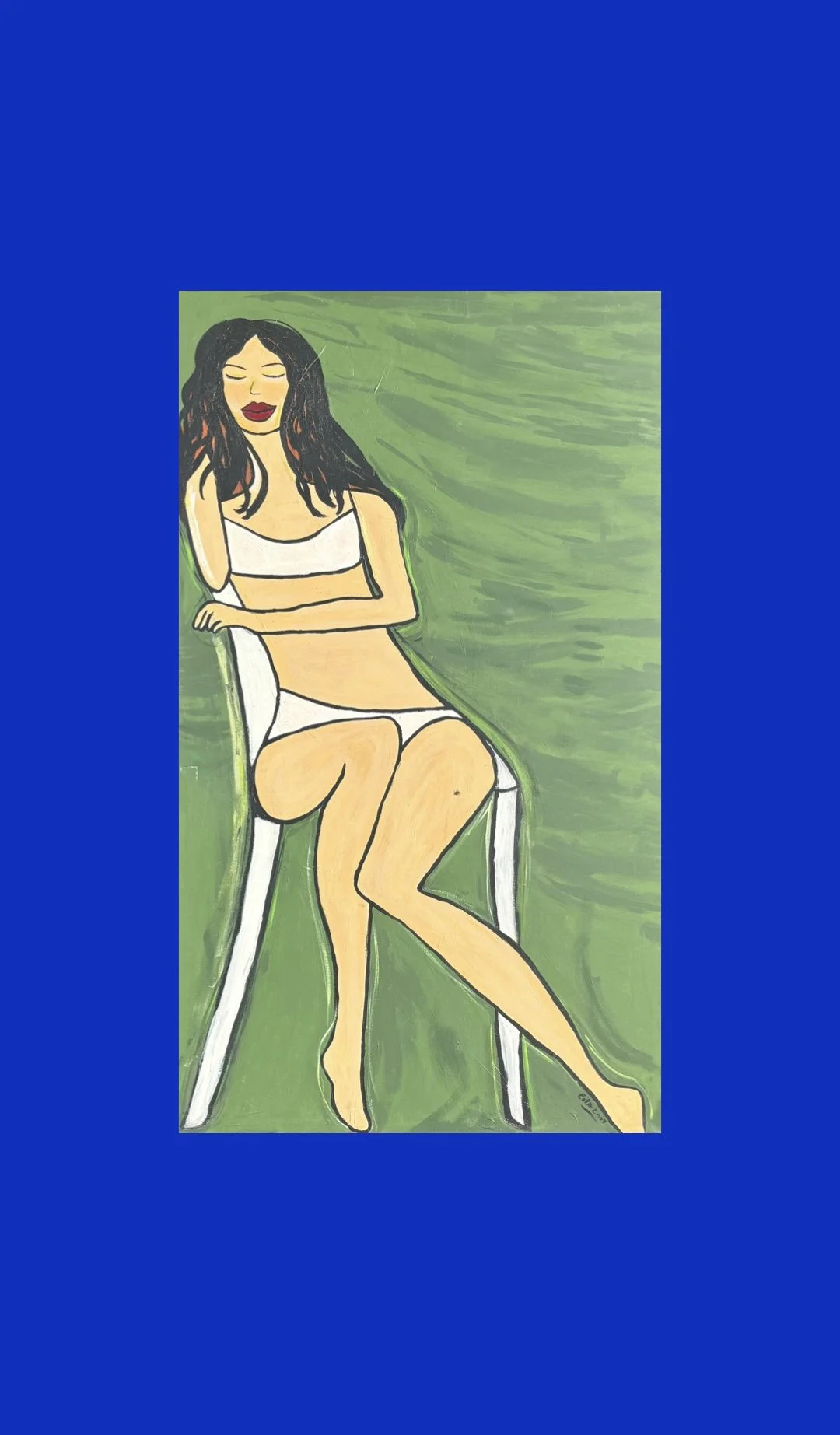 Green Doll Abstract Painting by Multi Media Artist Rita Correia de Sa