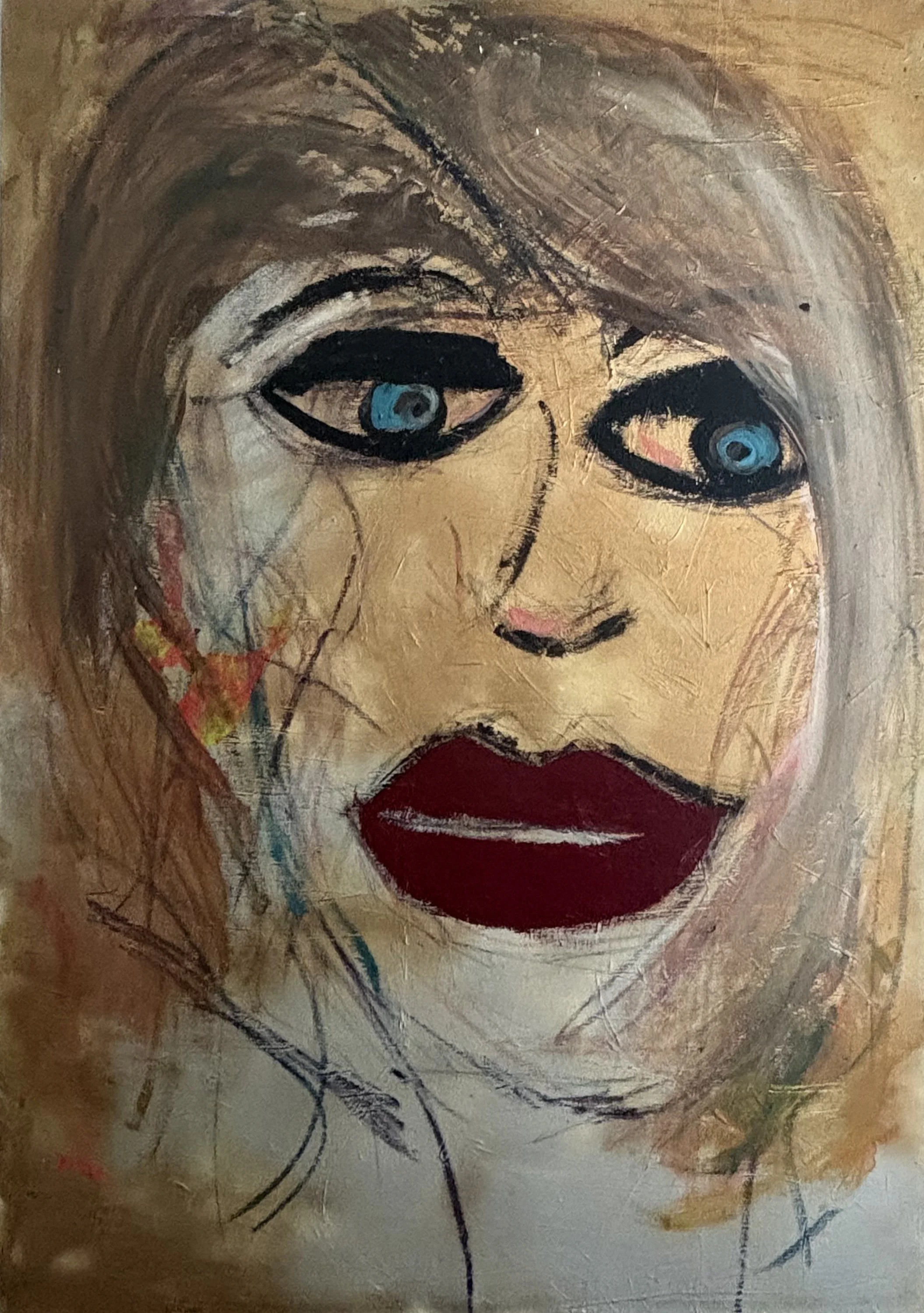 Dourada Portrait Painting by Multi Media Portuguese Abstract Artist Rita Correia de Sá