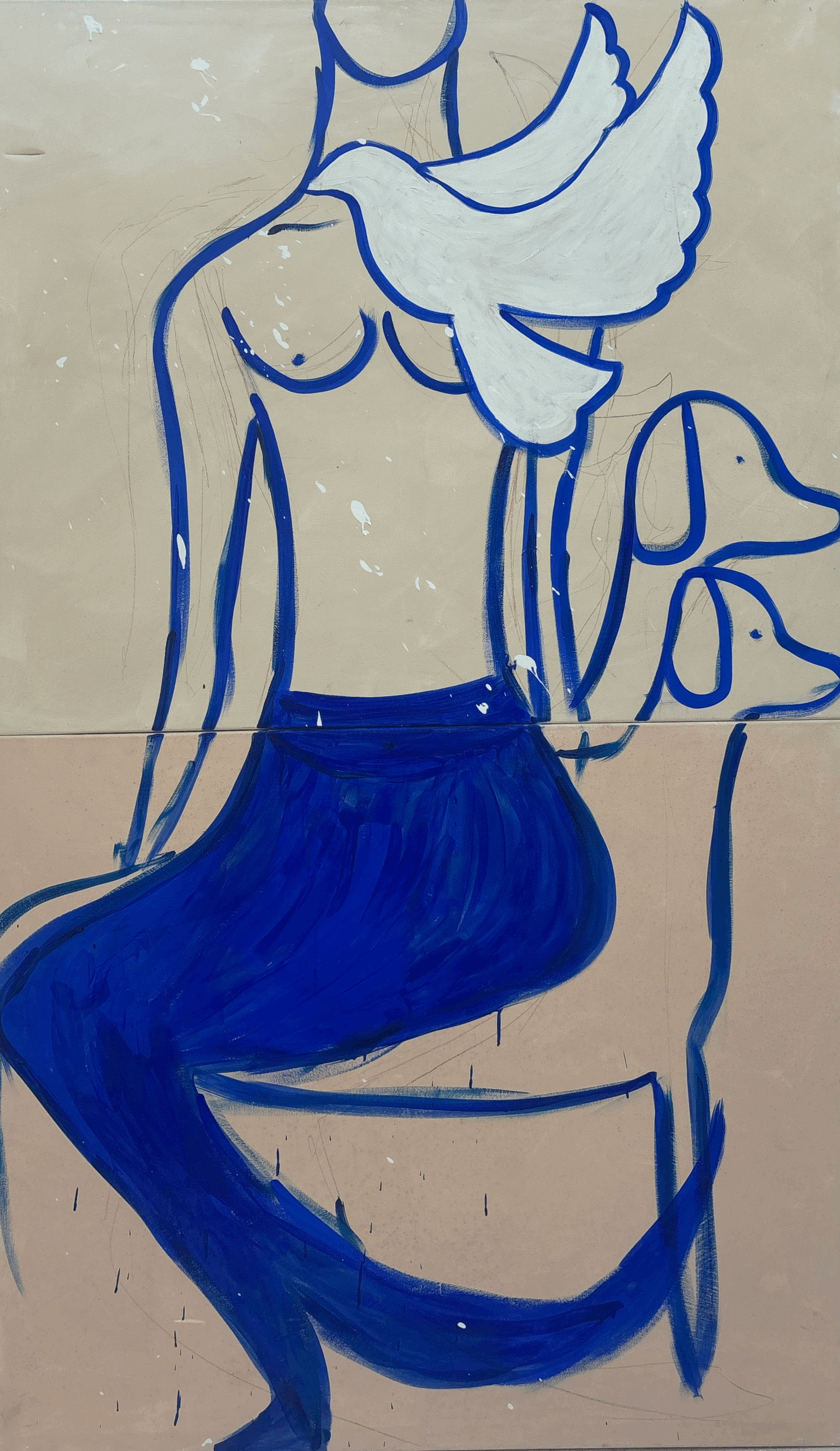 A Mermaid Called Dove Two Canvas Painting Set by Multi Media Artist Rita Correia de Sá