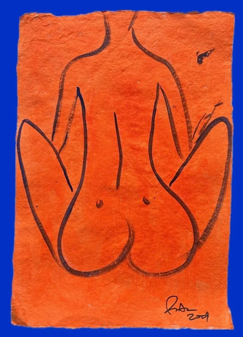 Her Sketch 2 by Portuguese Artist Rita Correia de Sá Neon Orange back