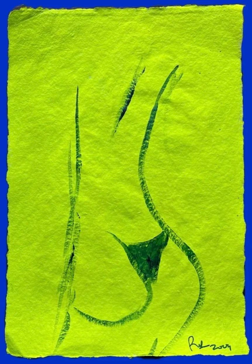 Her Sketch 1 by Portuguese Artist Rita Correia de Sá Neon Yellow Back and Bottom Triangle Bikini