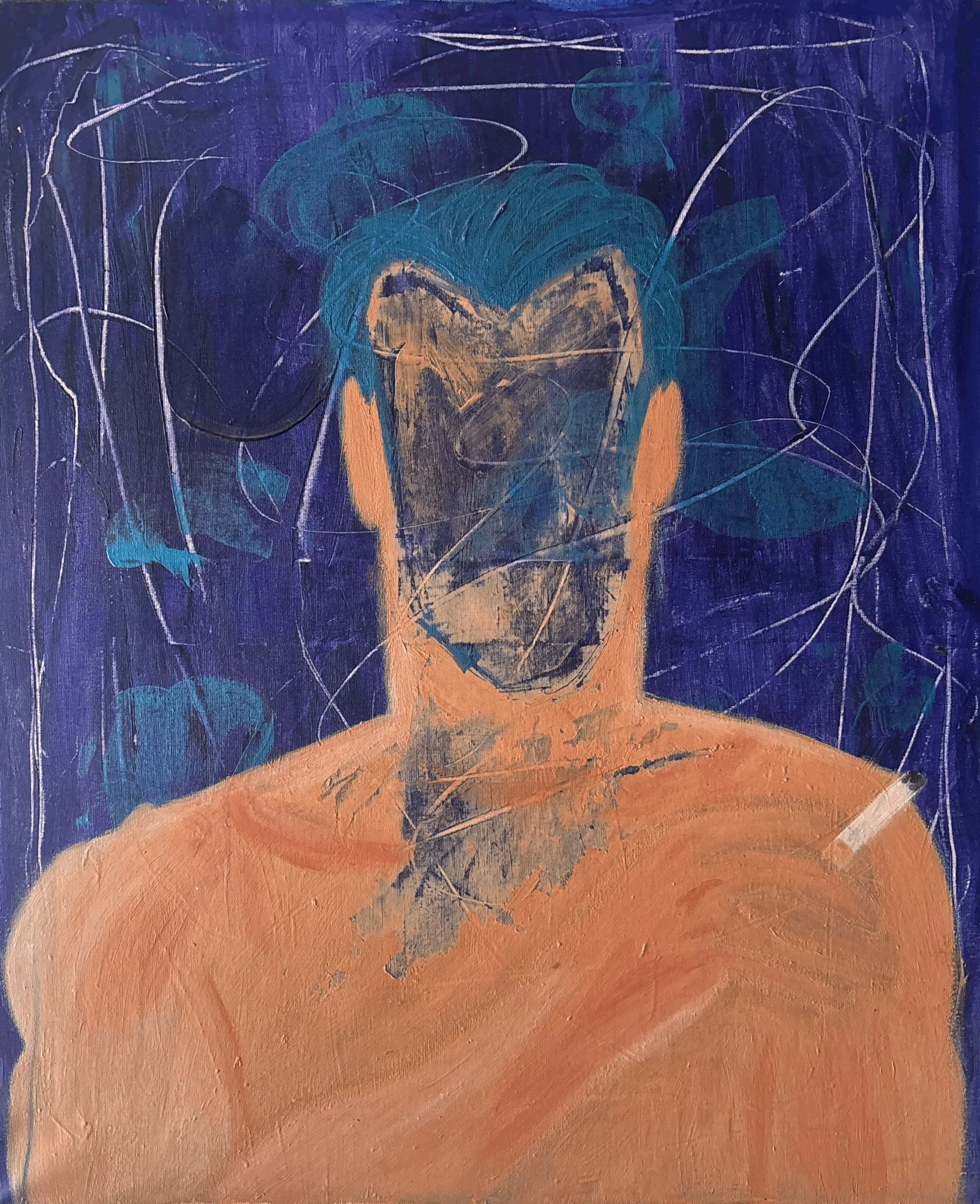 Mal Abstract Portrait of Poet Manuel Sal by Portuguese Multi Media Artist Rita Correia de Sá
