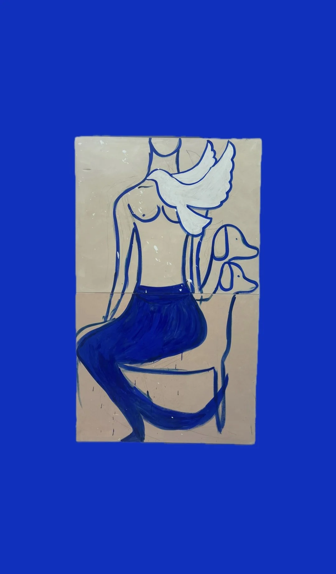 A Mermaid Called Dove Two Canvas Painting Set by Multi Media Artist Rita Correia de Sá