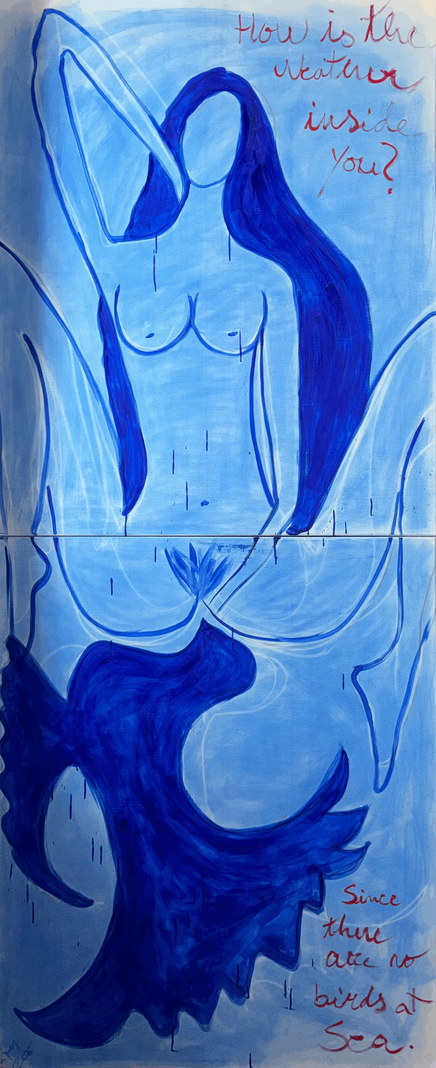 How is the Weather Inside you Blue Woman Painting by Rita Correia de Sá Portuguese Artist