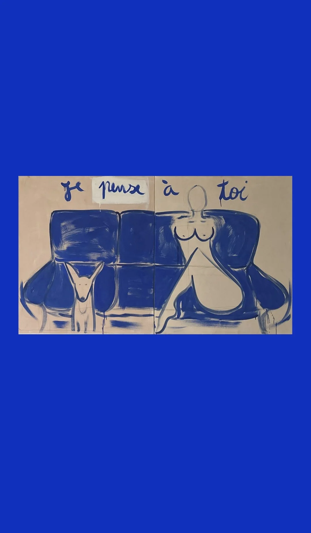 Je Pense Two Canvas Set Abstract Painting by Portuguese Multi Media Artist Rita Correia de Sá