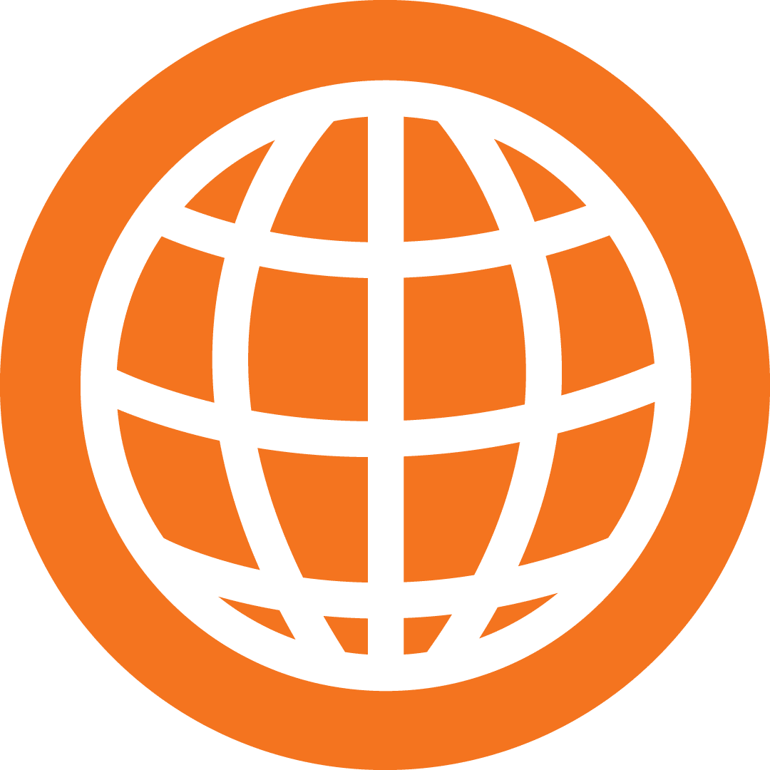 SPARKING PARTNER by Thierry Baril orange globe icon for connectivity and international relations. Logo design by Patric Pop, Strategy and Creative in Geneva, Switzerland