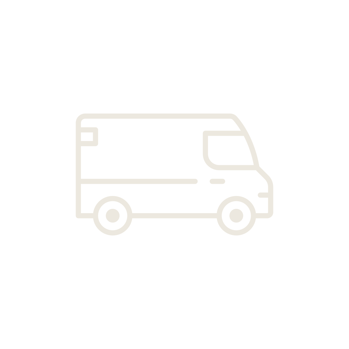 Icon outline of a delivery van or cargo vehicle on a black background.