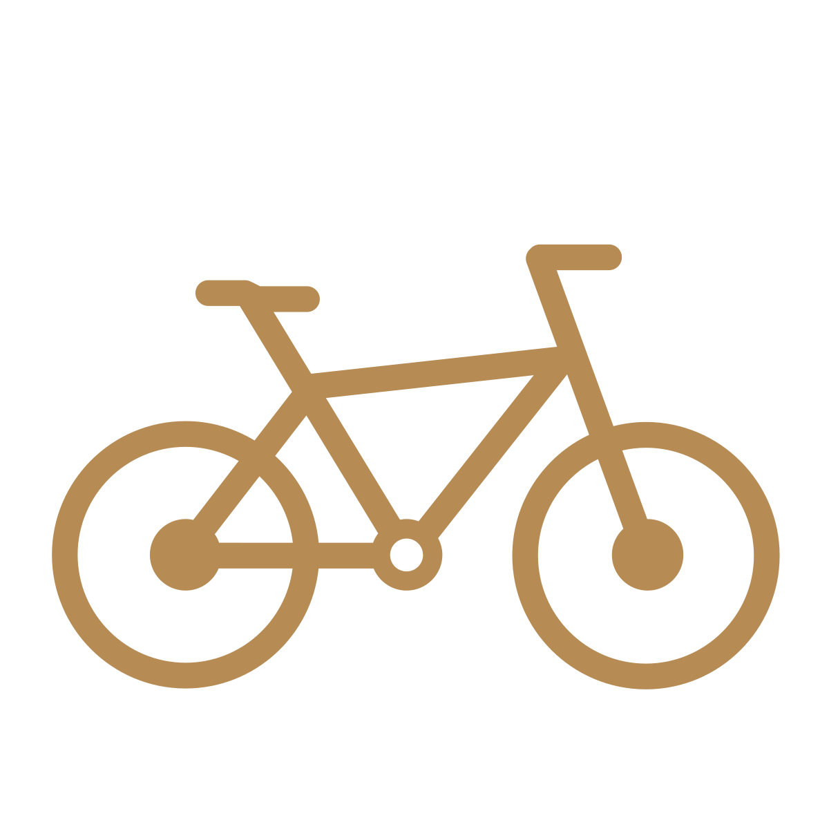 Minimalist illustration of a brown bicycle on a black background.
