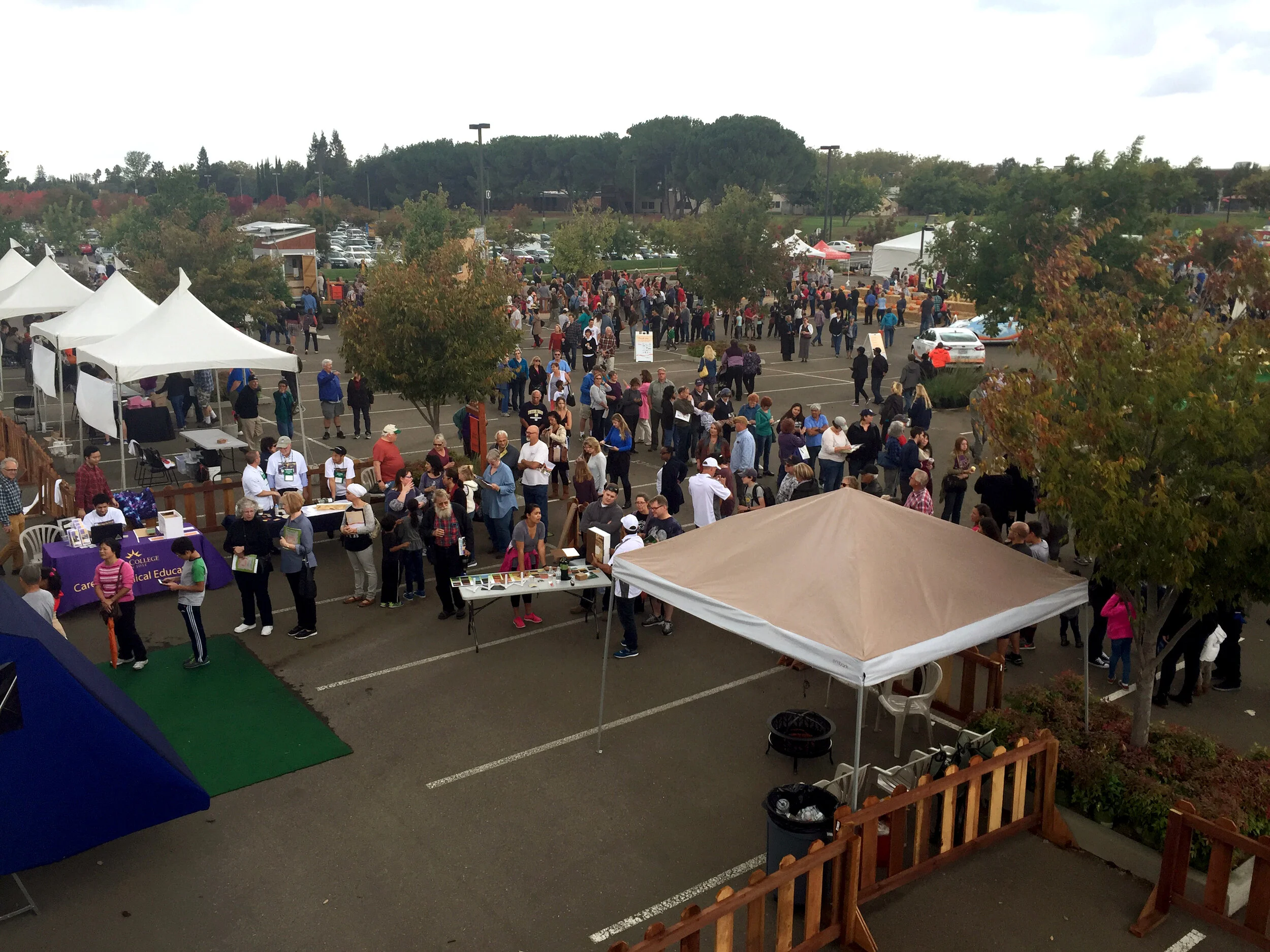 The crowd waiting to see our Tiny House