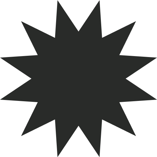 A black starburst shape with no additional details.