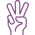 A hand with three fingers up, counting to 3