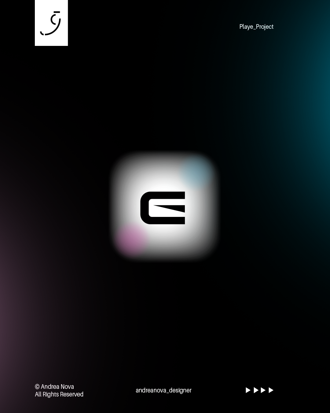Logo di un progetto chiamato 'Playe_Project' su uno sfondo sfumato e scuro con un'icona centrale di un'app.