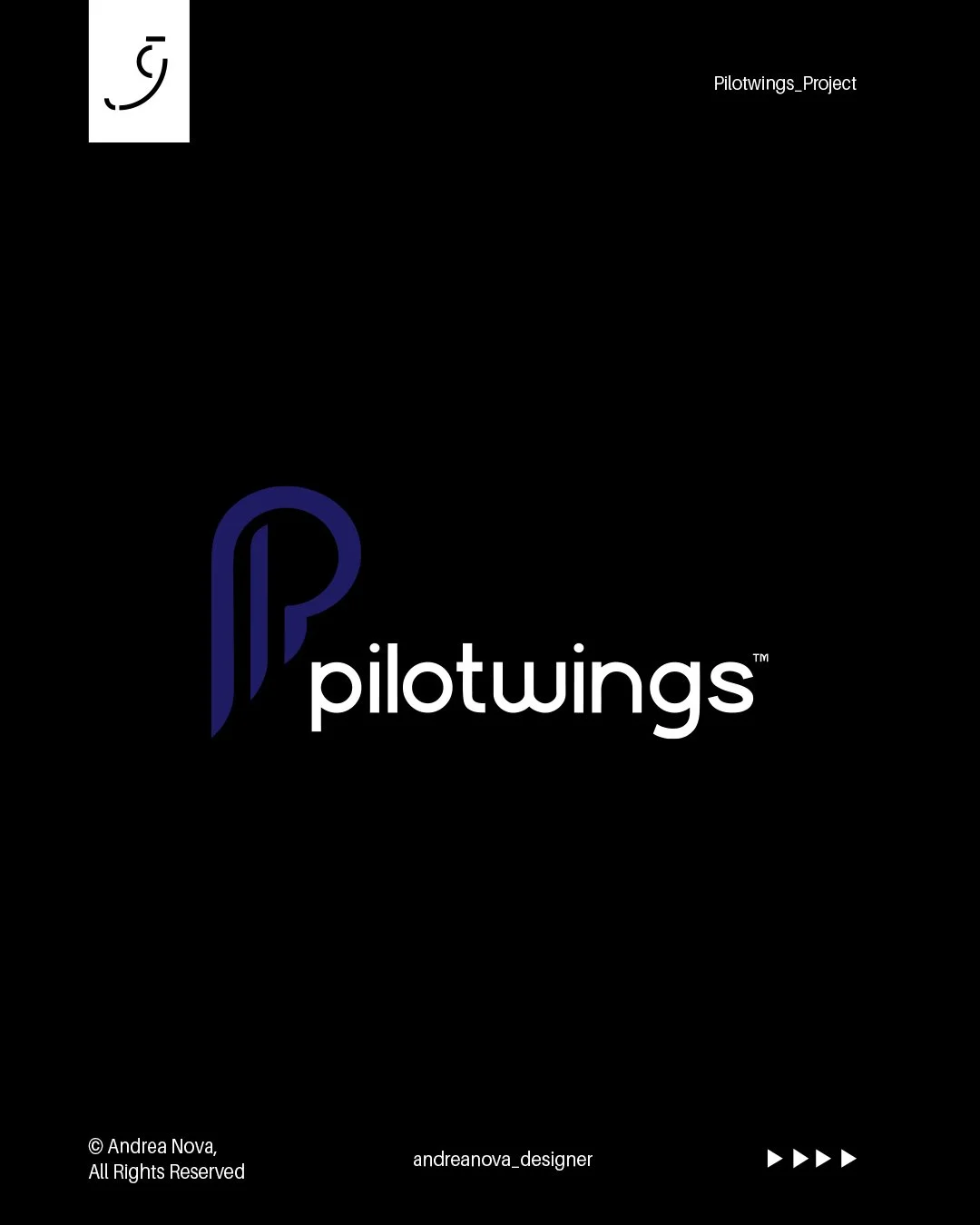 Copertina del progetto Pilotwings con logo e testo in inglese in primo piano, sfondo nero e dettagli di design.