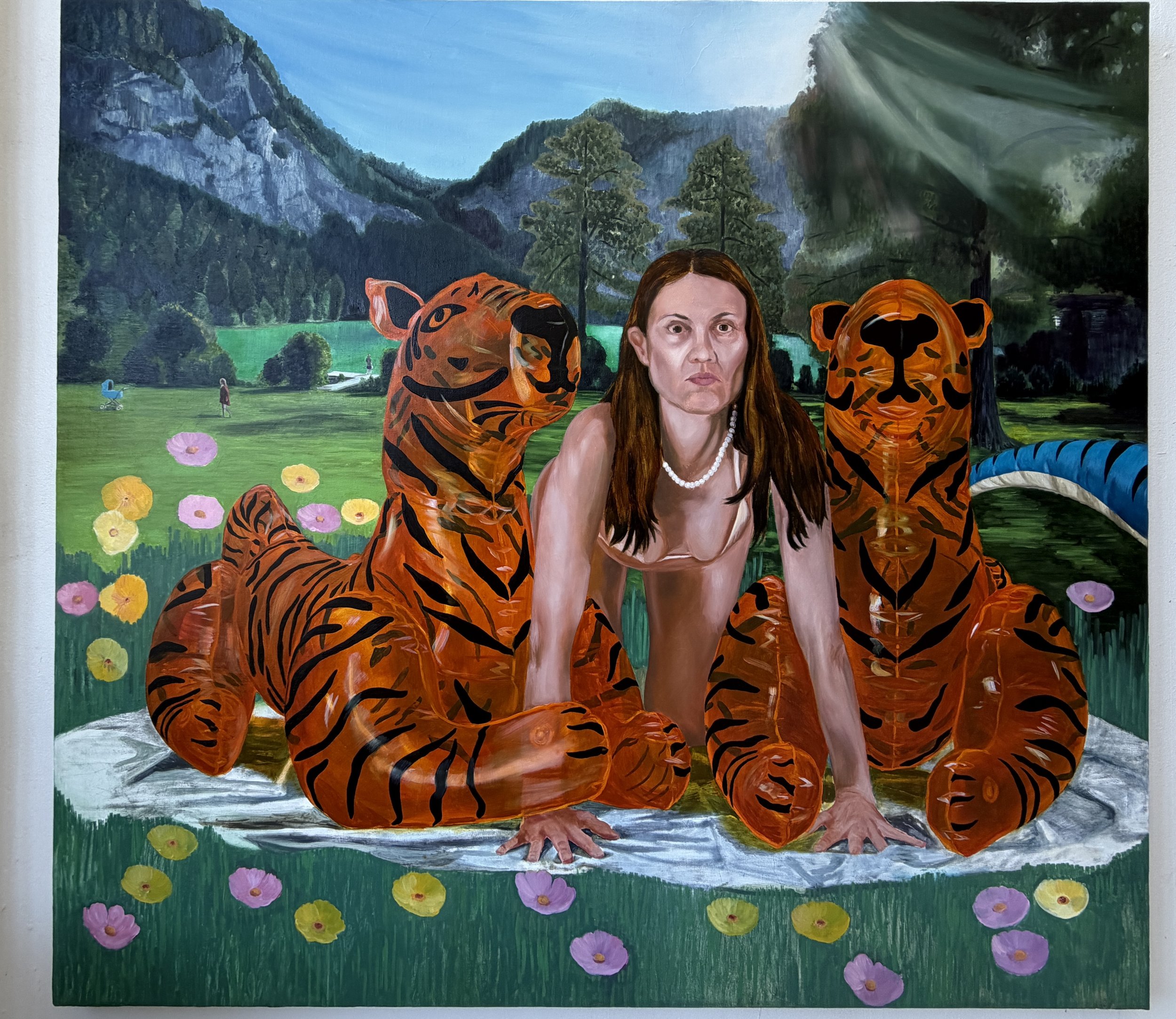 'Tiger Mother support group' 
oil on linen 46" x 50"  2026