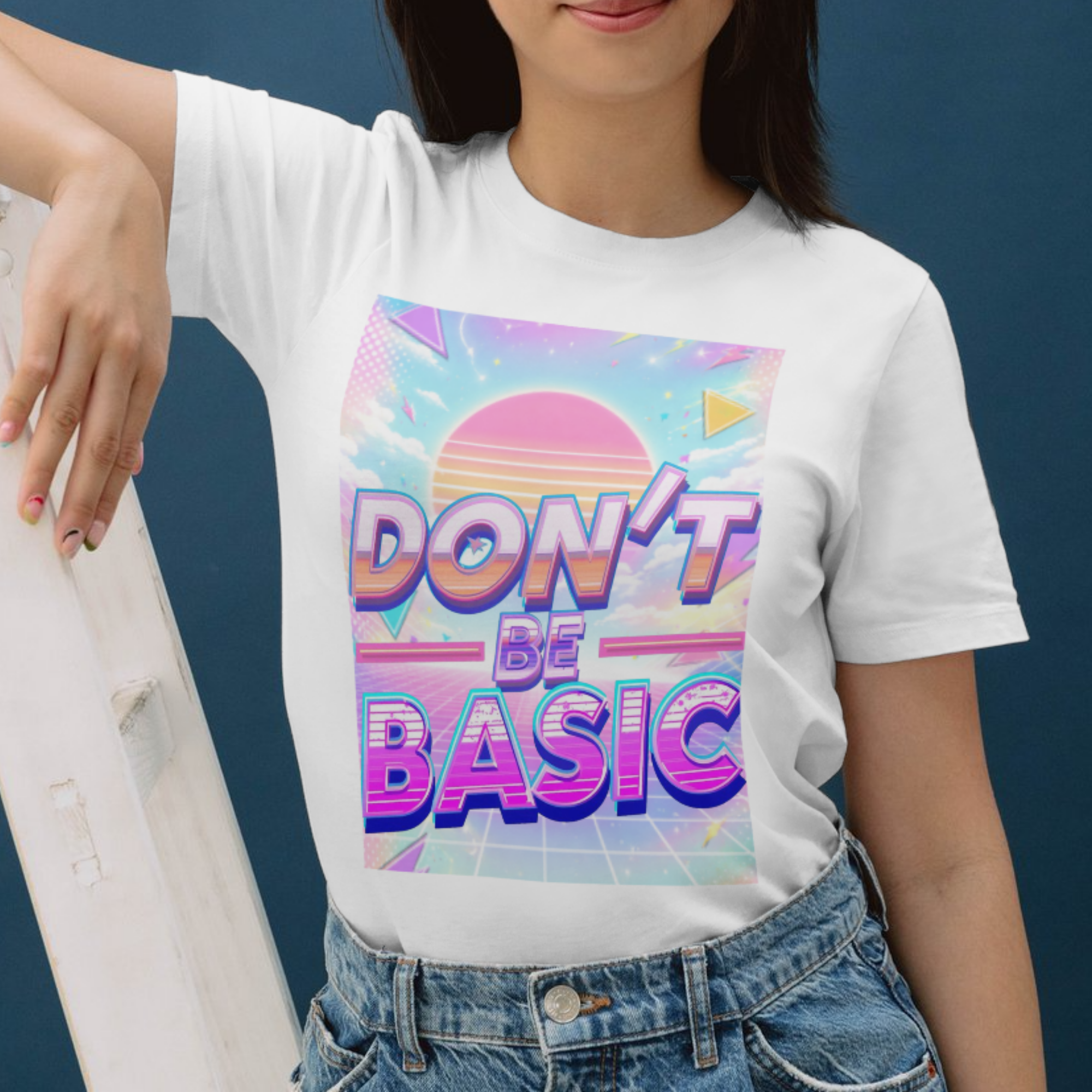 Womens retro Dont be basic T-shirt