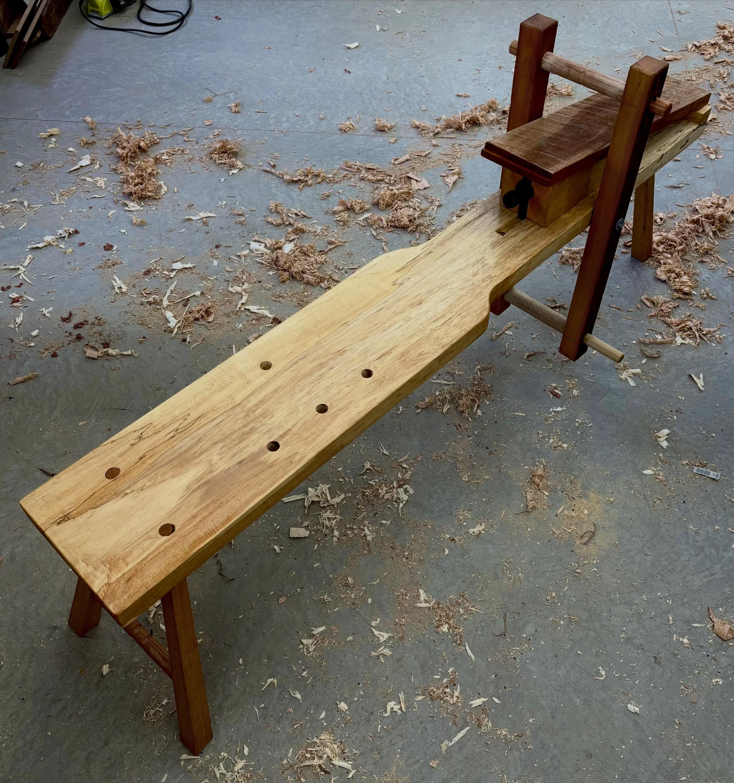 Downtown TC Artwalk (@downtown_tc) this Friday! 

Come see me at The Workshop @workshopbrewing from 5-7pm on the patio and help me break in this new shave horse!
.
.
.
#hornbeamcraft #woodworking #sculpture #traversecity #artwalk