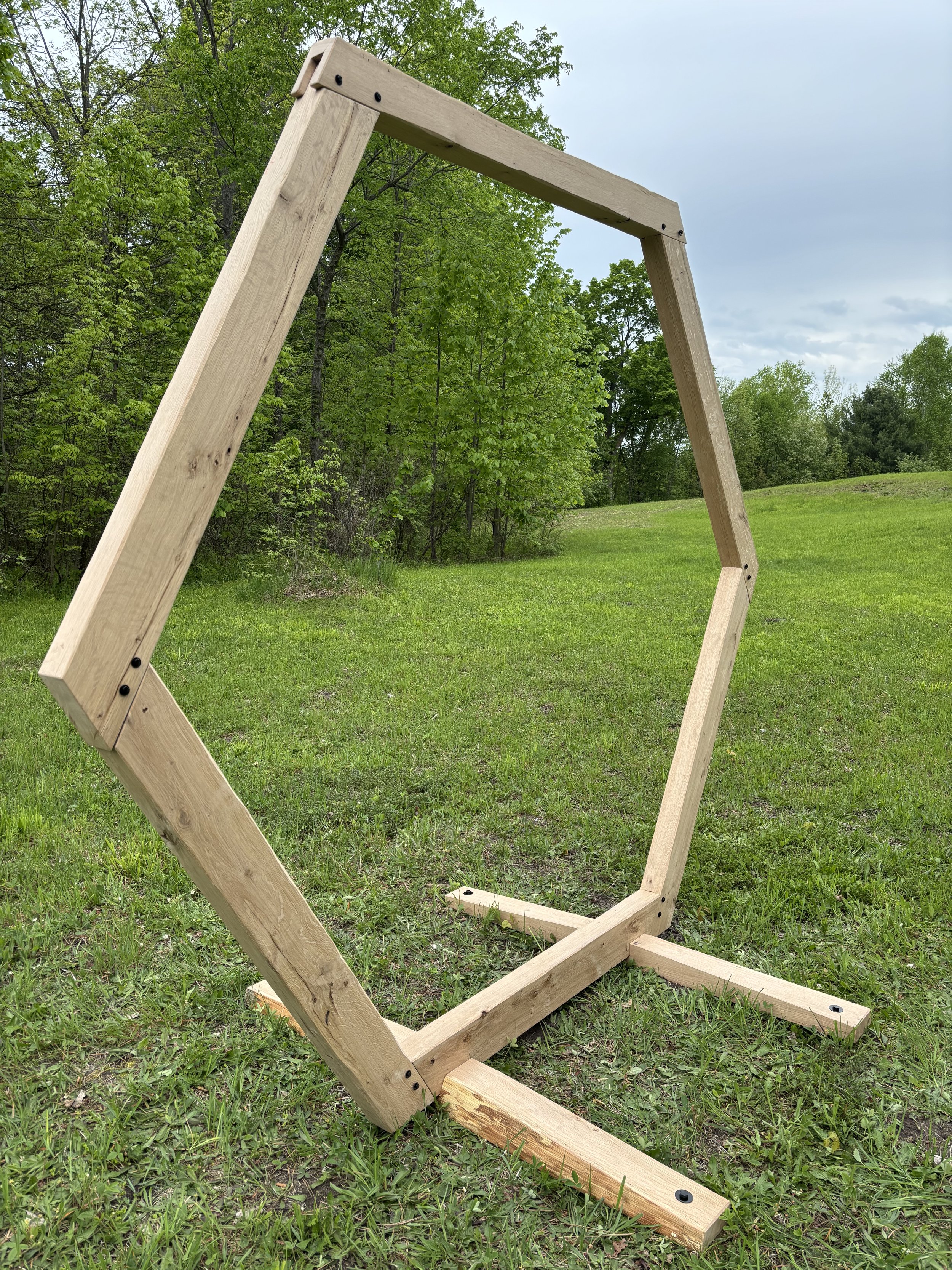 Timberframe hexagon wedding arch 7ft opening