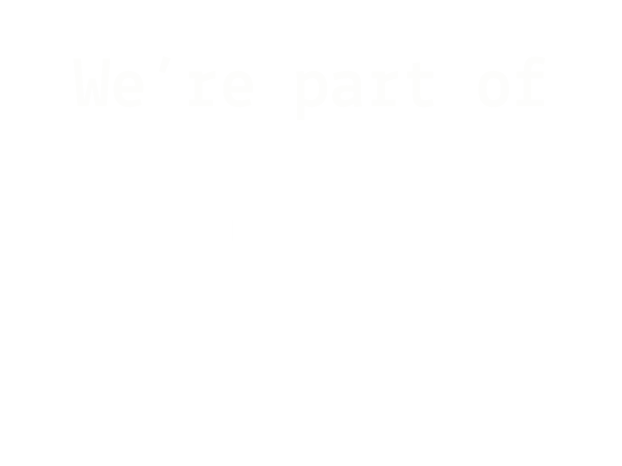 A black background with white text that reads 'We’re part of the North East Institute of Technology' in a bold, desk-themed font.